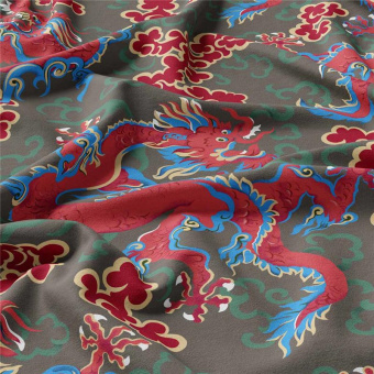 Ткань Vestale Eastasia Dragon Dance Taupe