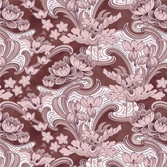 Ткань Vestale Eastasia Nymphea Burgundy
