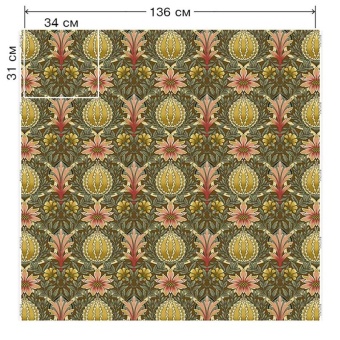 Ткань Vestale Heritage Pineapple Gentle Red